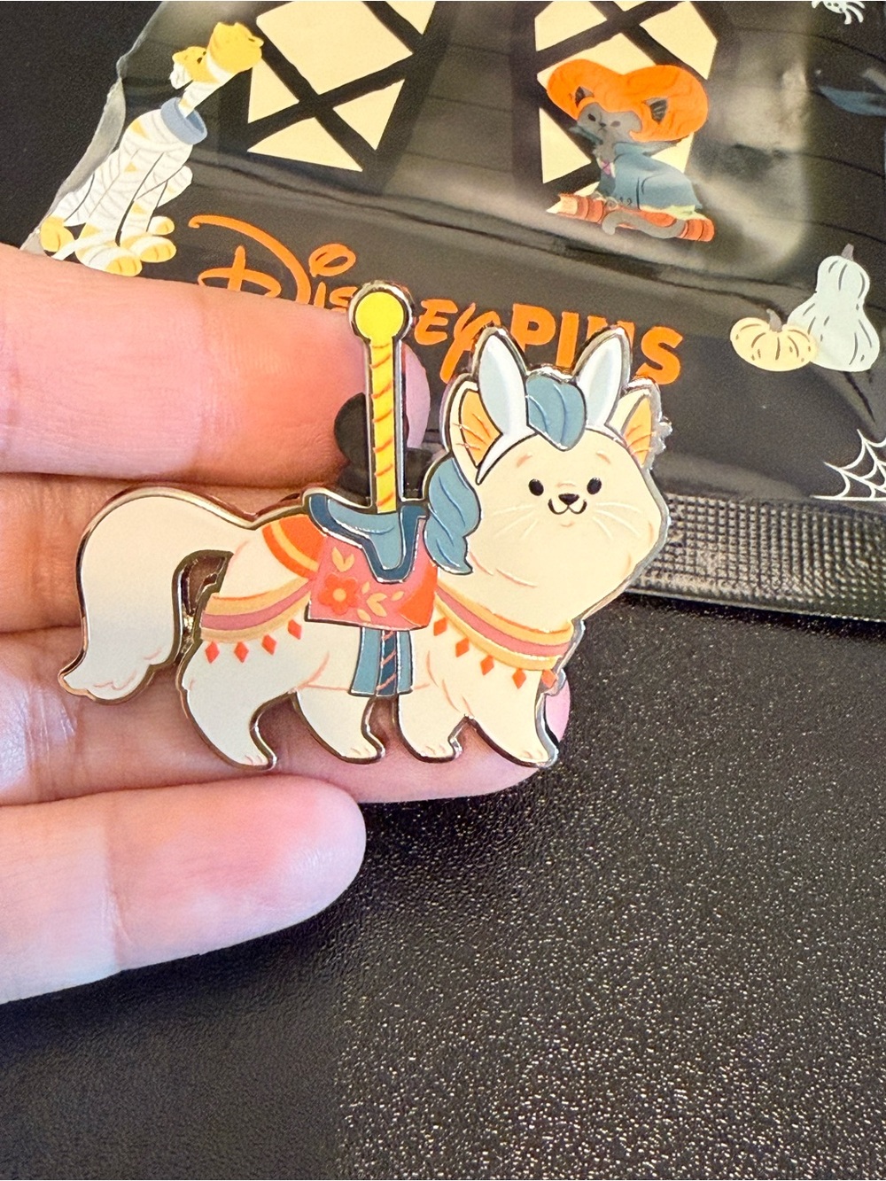 Halloween Disney carousel cat pin